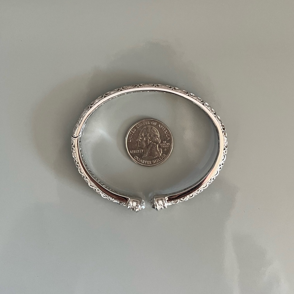 Tacori 925 Sterling Silver CZ Hinged Bracelet - Picture 11 of 12